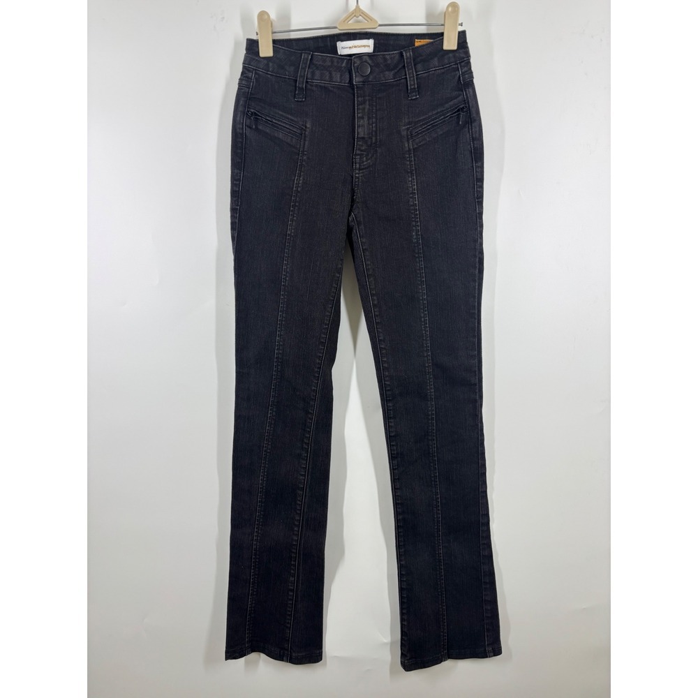 Pilcro and the Letterpress Black Seamed Zip Pocket Slim Flare Jeans Size 26